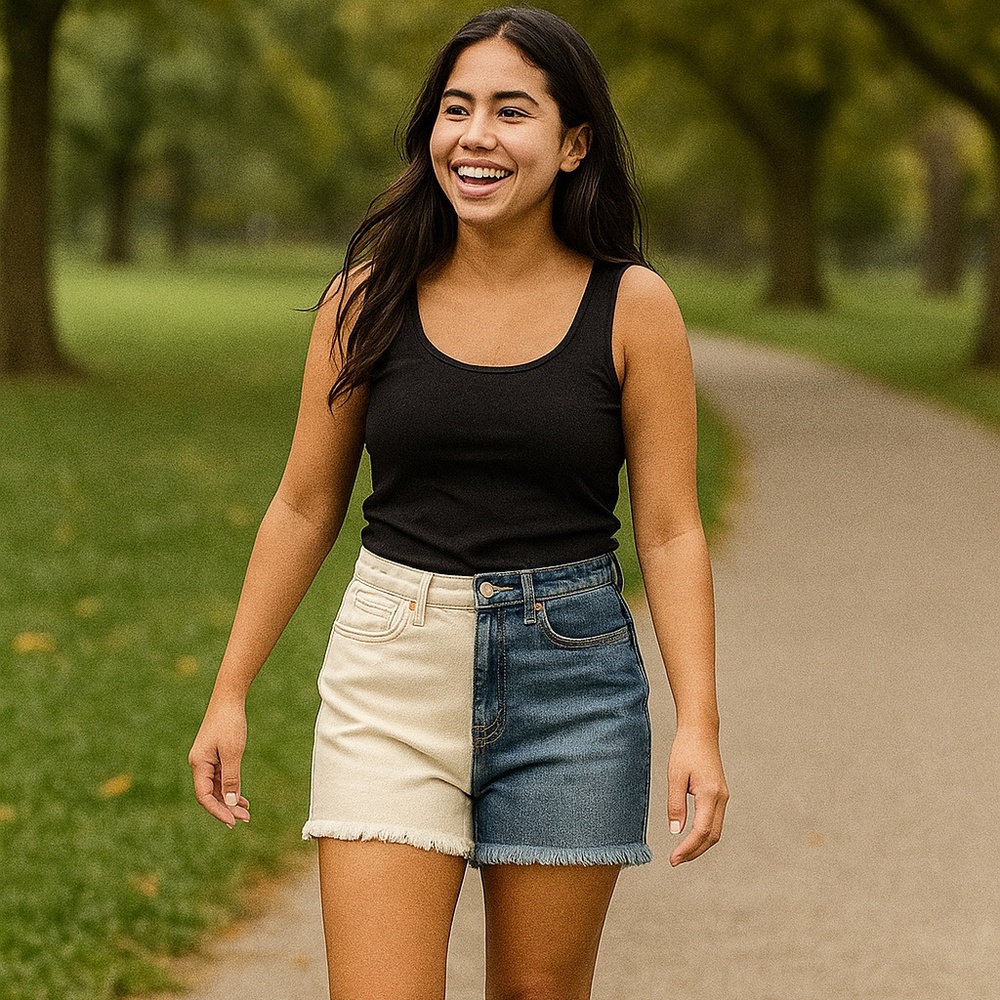 Cello Women’s Two-Tone Denim Shorts – Size 10